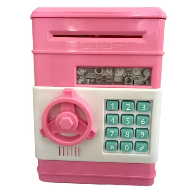 2-Piece Pink Smart ATM Piggy Banks - Kids Electronic Money Safe with Password Lock & Auto-Roll in/out Feature Wholesale Hub