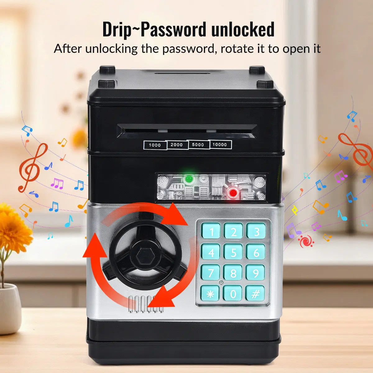 2-Piece Pink Smart ATM Piggy Banks - Kids Electronic Money Safe with Password Lock & Auto-Roll in/out Feature Wholesale Hub