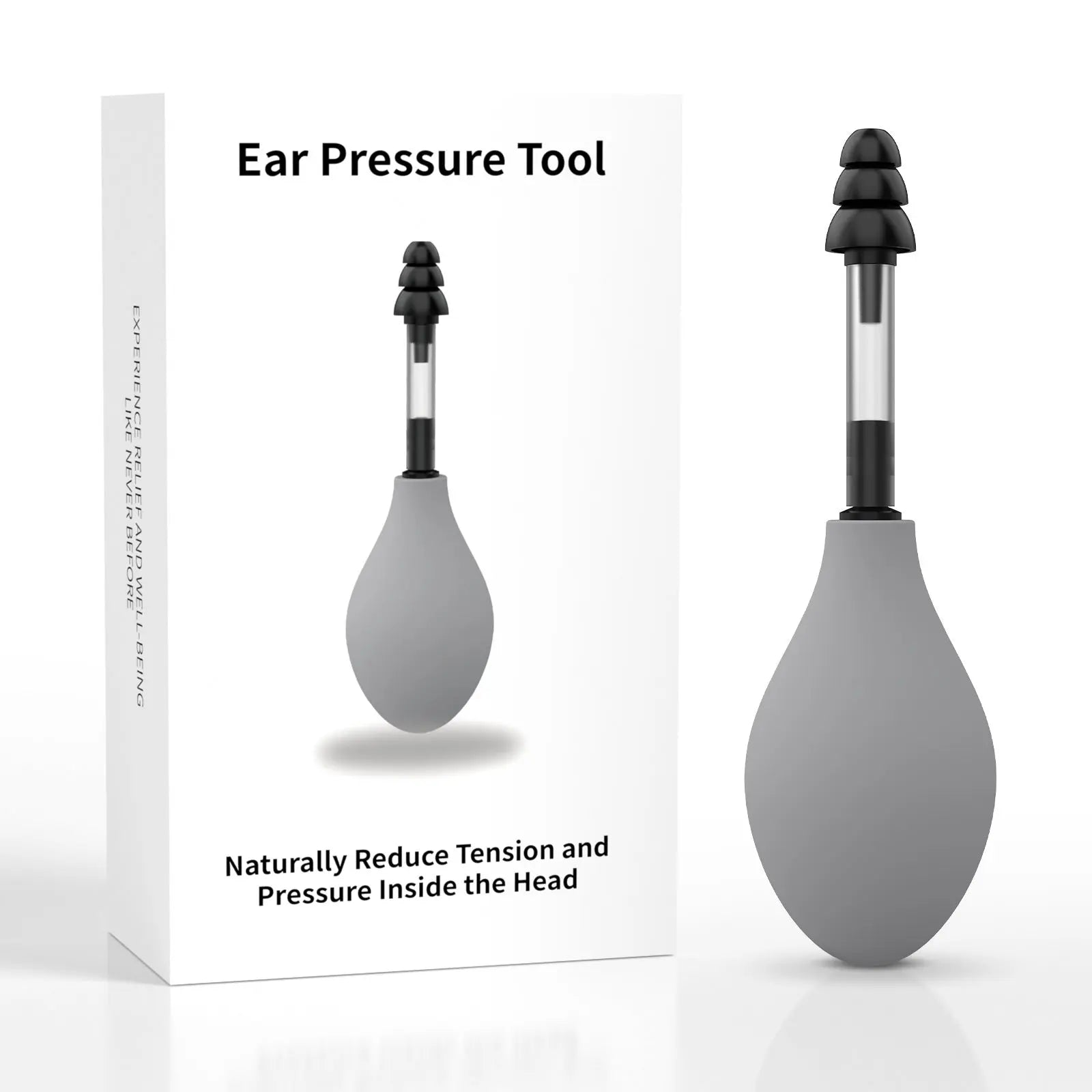 Grey Portable Manual Ear Massager - Natural Relief and Decompression Tool, Inner Ear Pressure Stimulator Device Wholesale Hub