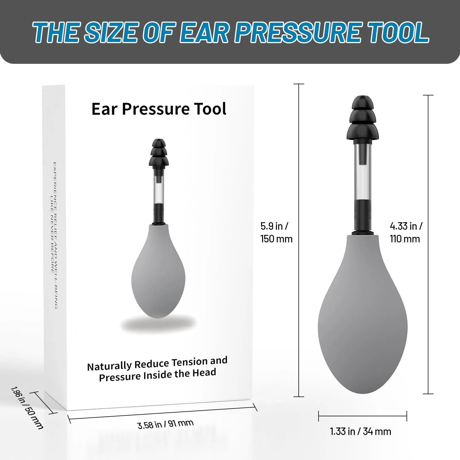 Black Portable Manual Ear Massager - Natural Relief and Decompression Tool, Inner Ear Pressure Stimulator Device Wholesale Hub