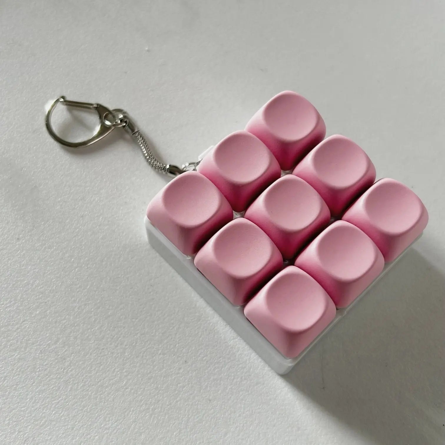 2-Pack Dark Pink Mechanical 9-Keyboard Fingertip Toy Keychain - Key Pressure Relief, PVC Fingertip Toy Wholesale Hub