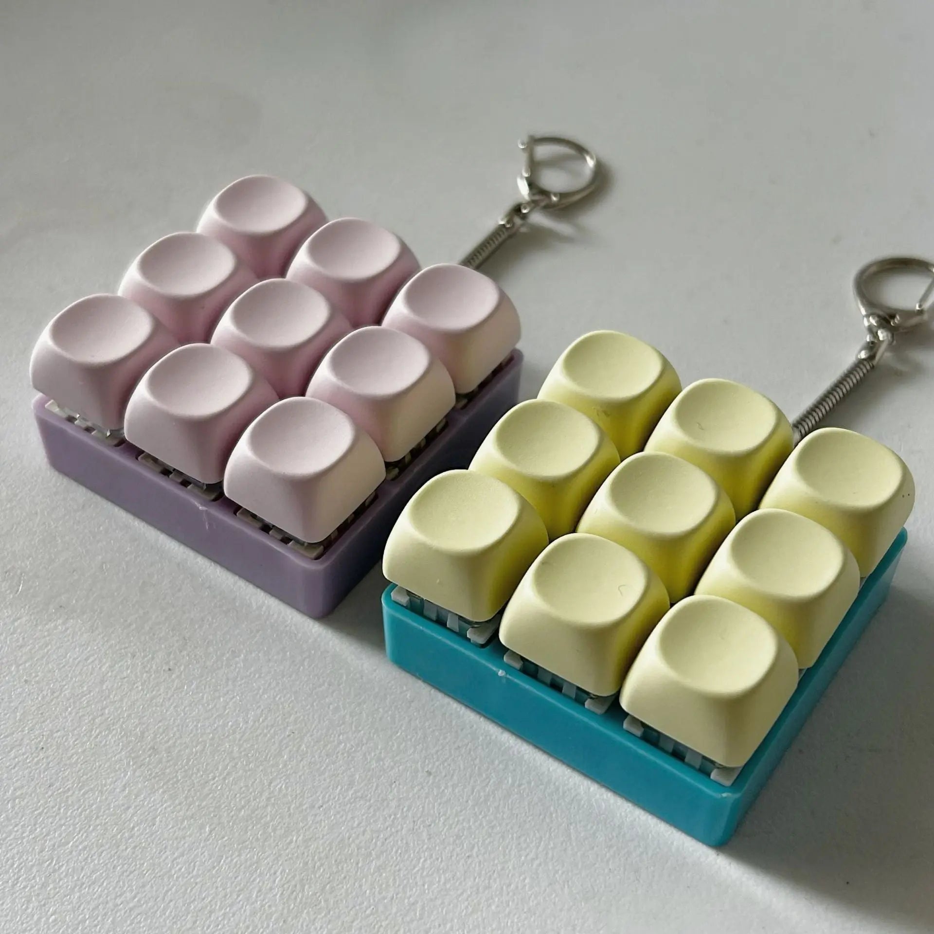 2-Pack Dark Pink Mechanical 9-Keyboard Fingertip Toy Keychain - Key Pressure Relief, PVC Fingertip Toy Wholesale Hub