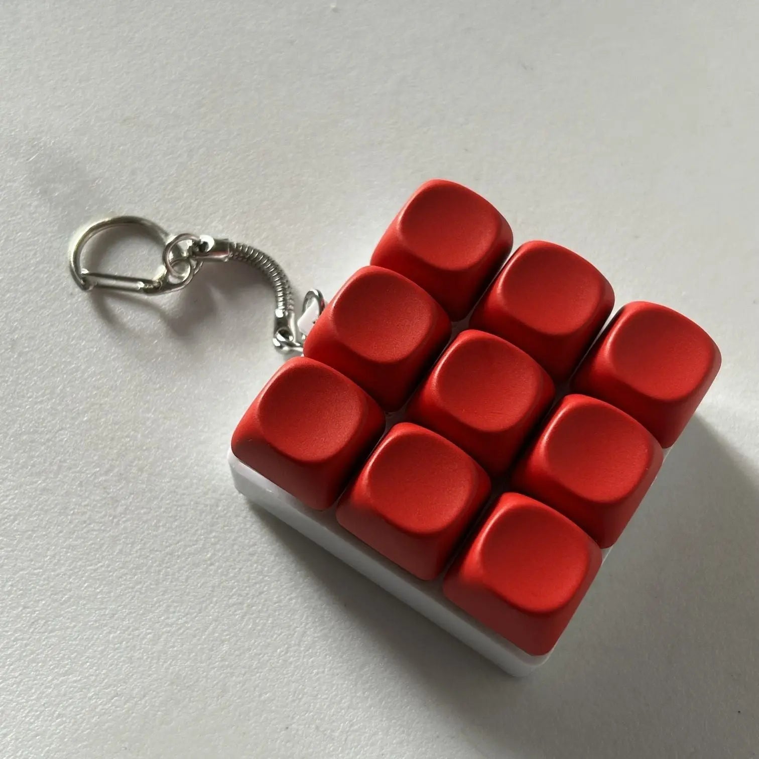 2-Pack Red Mechanical 9-Keyboard Fingertip Toy Keychain - Key Pressure Relief, PVC Fingertip Toy Wholesale Hub