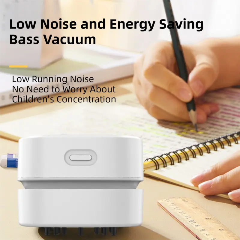 White Portable Handheld Cordless Mini Desktop Vacuum Cleaner - Powerful 10KPA Suction, Efficient Dust & Debris Collection for Home, Office, and Student Use Wholesale Hub