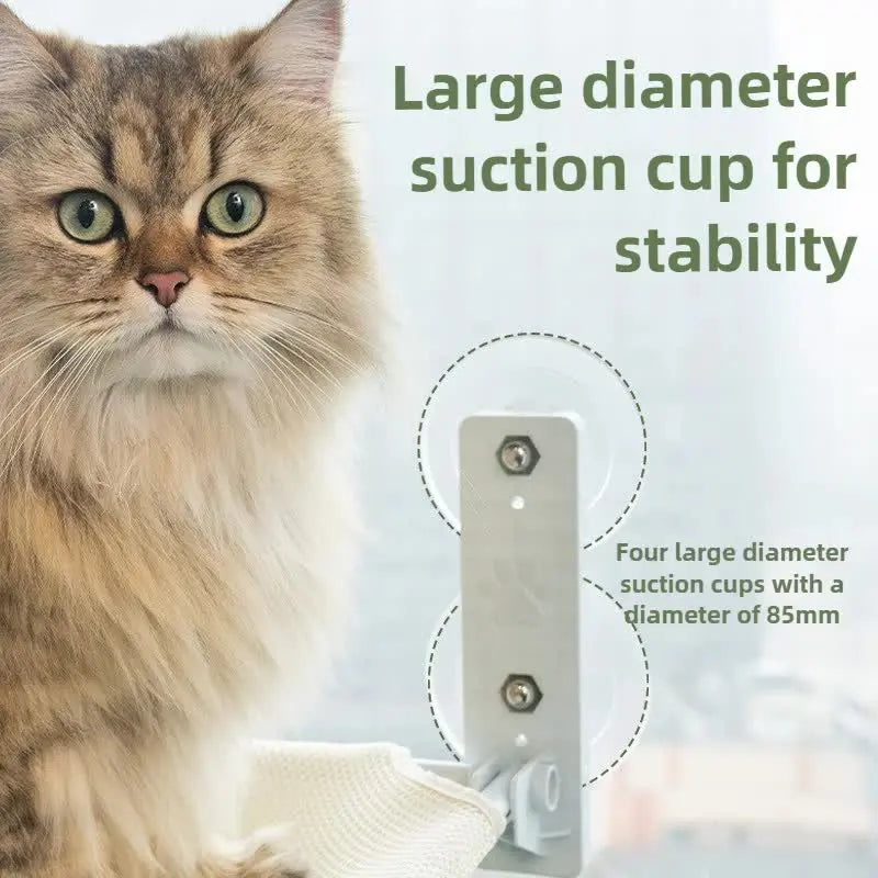 Foldable Window Grey Breathable Mesh Cat Perch(52 x 30 cm) - Cat Hammock with 85mm Strong Dual Suction Cups for Indoor Cats Wholesale Hub