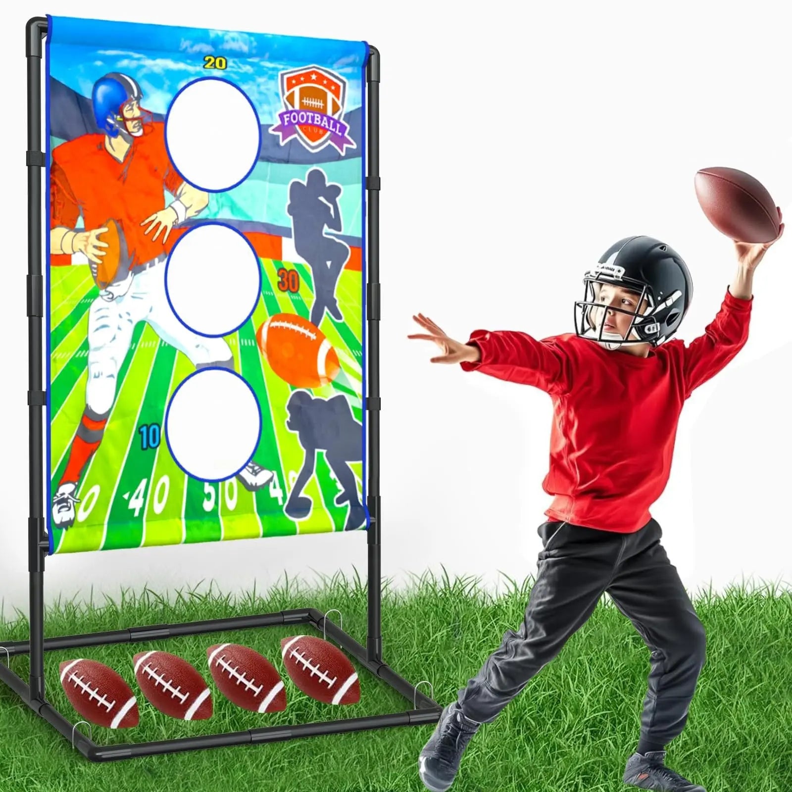 Outdoor/Indoor Portable Rugby Toss Game Set - Football Target Frame & Rugby Toss Activity Toy, Durable & Easy Assembly Sports Equipment Wholesale Hub