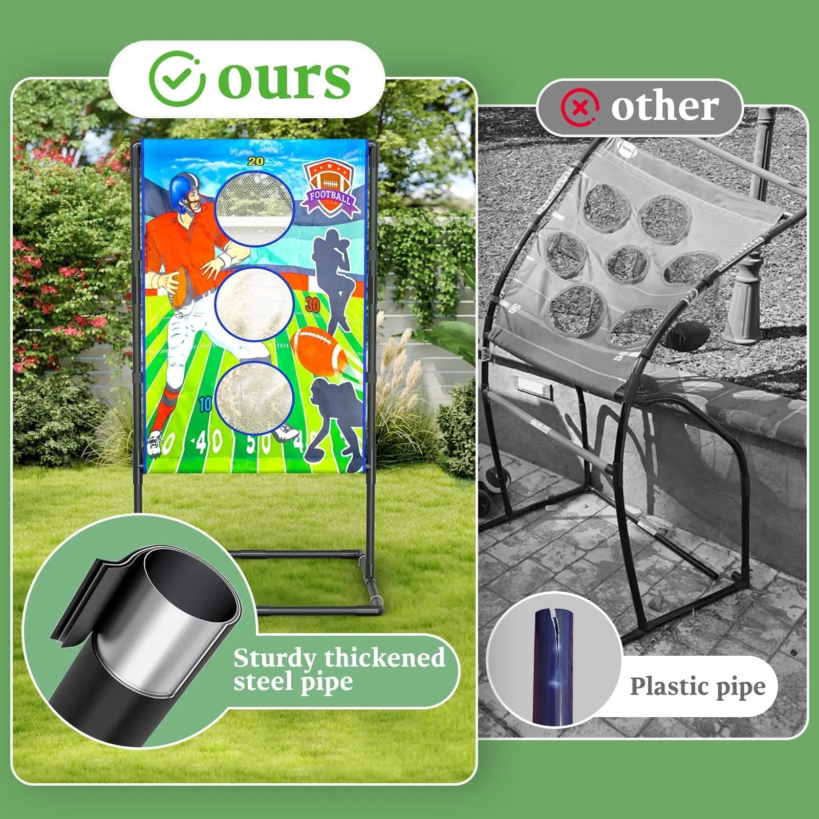 Outdoor/Indoor Portable Rugby Toss Game Set - Football Target Frame & Rugby Toss Activity Toy, Durable & Easy Assembly Sports Equipment Wholesale Hub