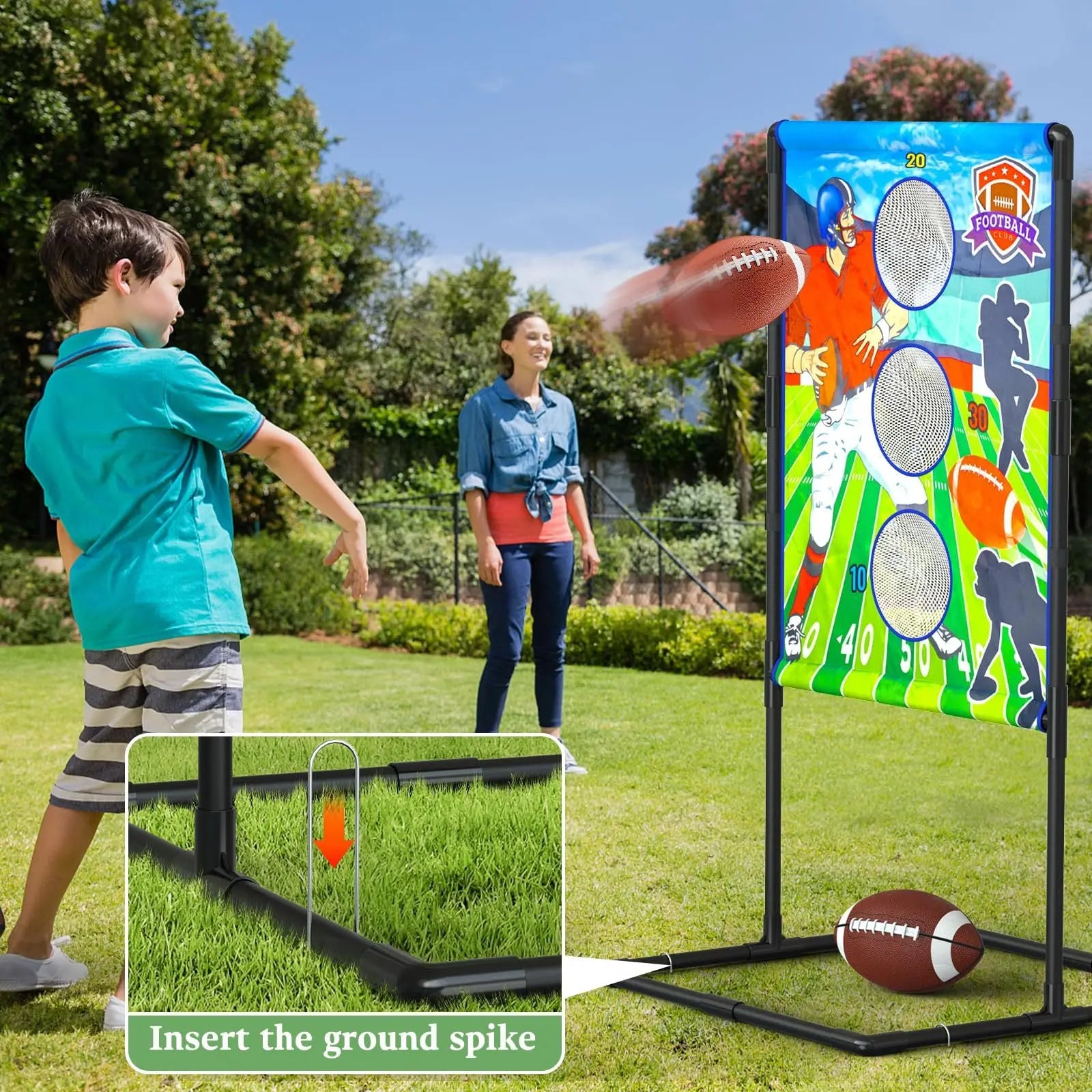Outdoor/Indoor Portable Rugby Toss Game Set - Football Target Frame & Rugby Toss Activity Toy, Durable & Easy Assembly Sports Equipment Wholesale Hub