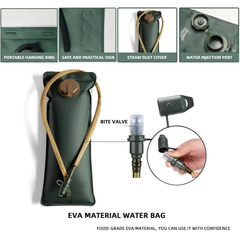 Outdoor Black 3L Hydration Bladder for Running & Cycling - Eco-Friendly PEVA Material Water Reservoir Pack Insert with Bite Valve & 93CM Water Pipe Wholesale Hub