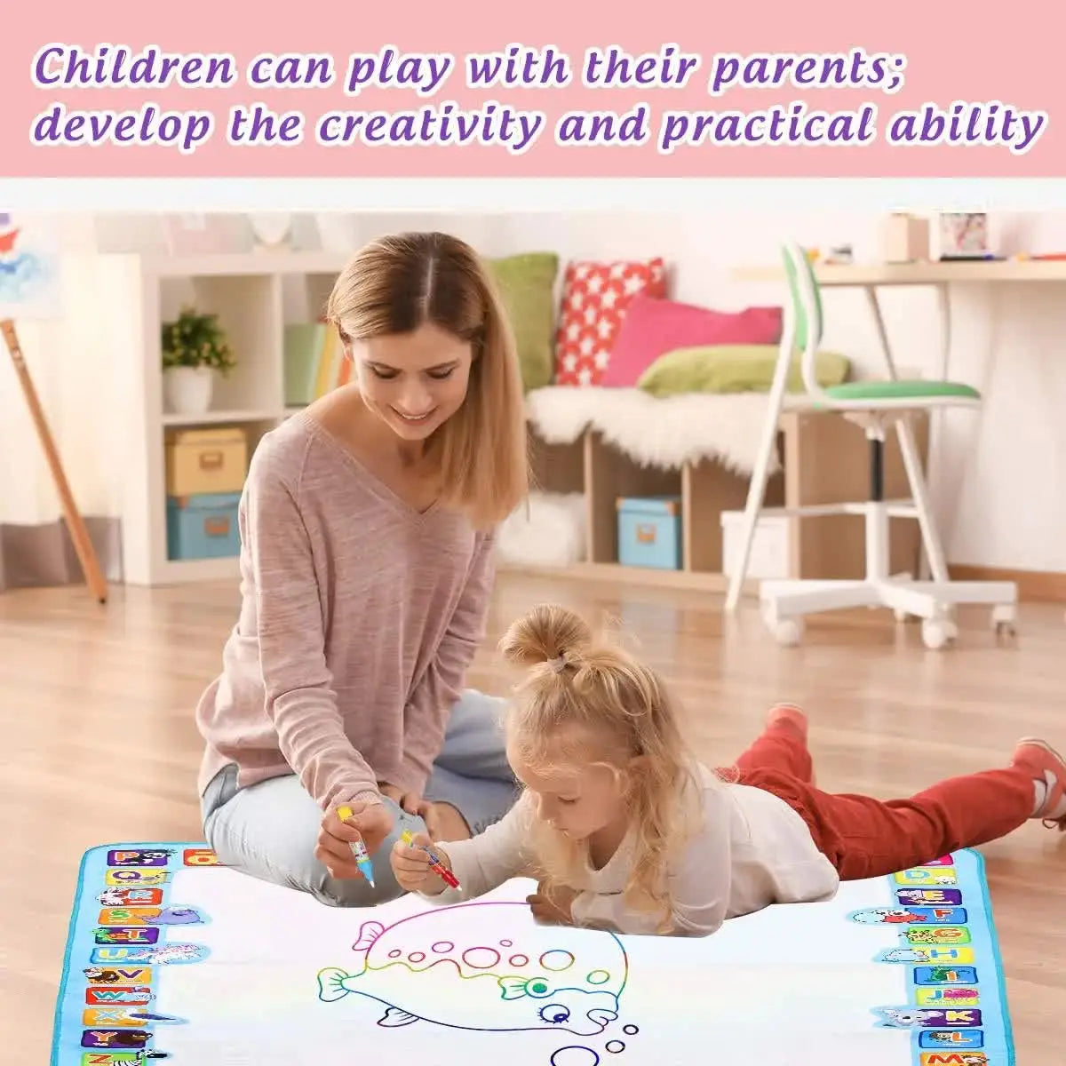 80x60CM Ocean World Water Doodle Mat - Educational Aqua Drawing Blanket, Marine Life Style Deluxe 10-Piece Set Wholesale Hub