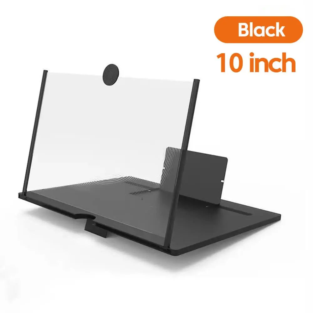 Black 10-Inch Ultra-Clear Portable Retractable HD Mobile Phone Screen Magnifier - Eye Protection Fresnel Lens Projector, with Built-in Phone Holder & Adjustable Base Wholesale Hub