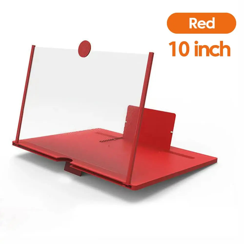 Red 10-Inch Ultra-Clear Portable Retractable HD Mobile Phone Screen Magnifier - Eye Protection Fresnel Lens Projector, with Built-in Phone Holder & Adjustable Base Wholesale Hub