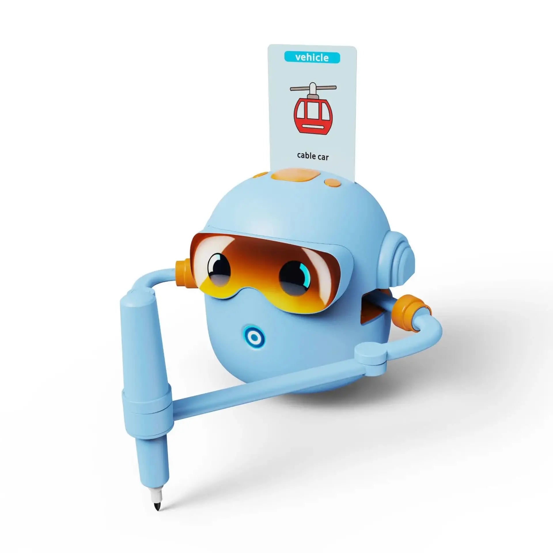Blue smart Drawing & Learning Robot Toy with 100 Cards - Drawing & Vocabulary Educational Companion for Kids, Quick Card-Insert Recognition Wholesale Hub
