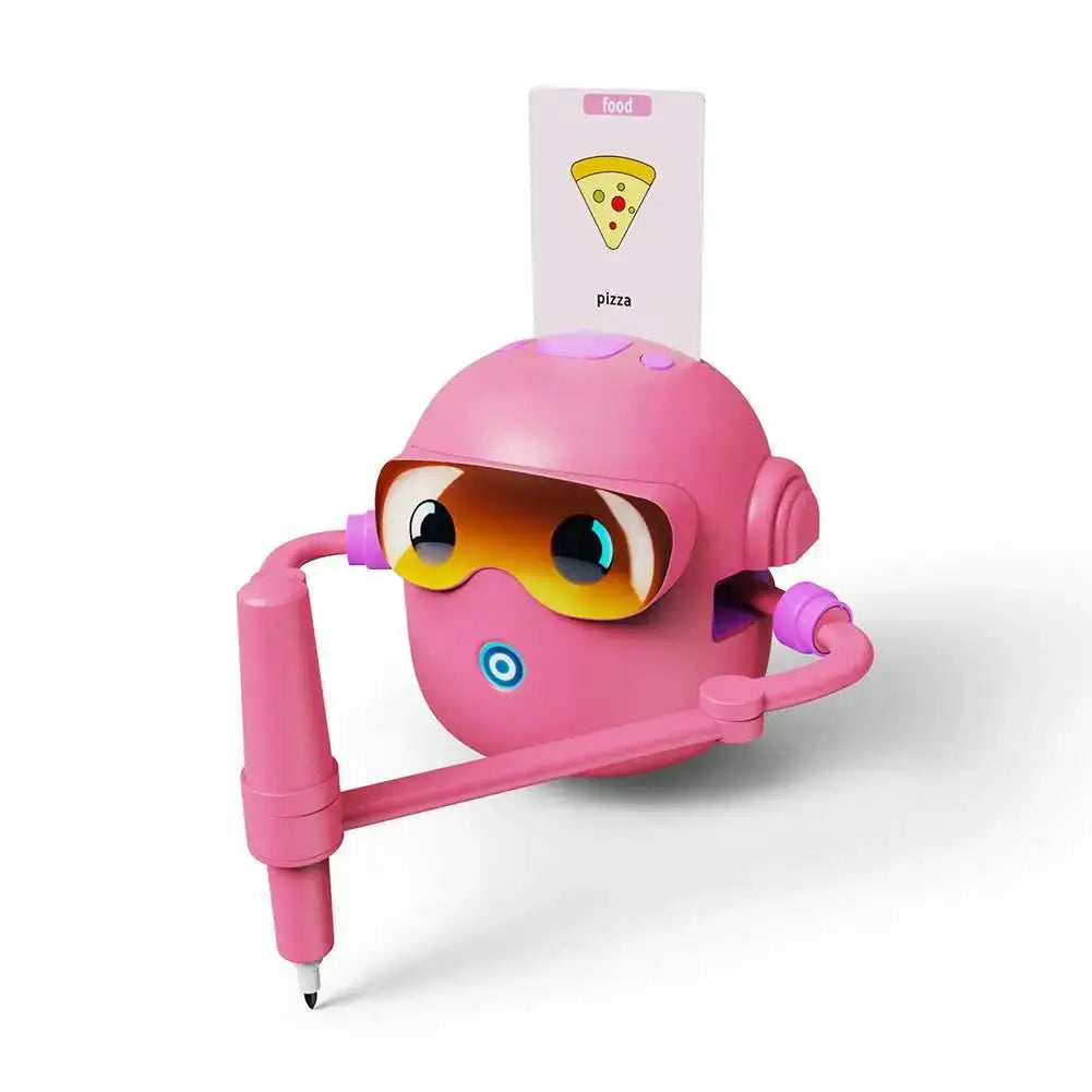 Pink smart Drawing & Learning Robot Toy with 100 Cards - Drawing & Vocabulary Educational Companion for Kids, Quick Card-Insert Recognition Wholesale Hub