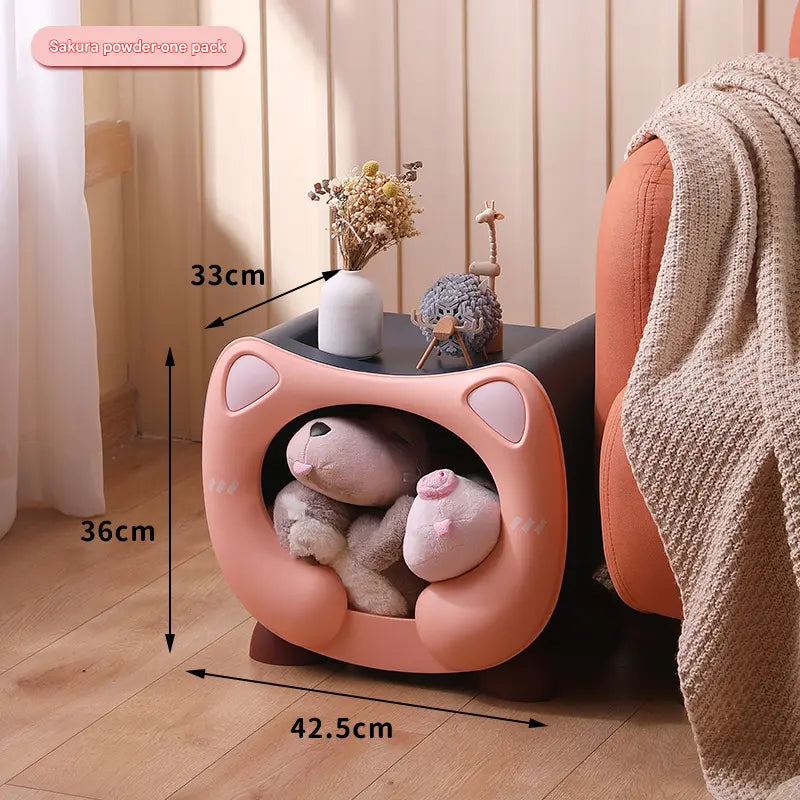 Pink Cute Cat-Themed Stackable Storage Bin - Multi-purpose Pet Bed & Toy Organizer Wholesale Hub