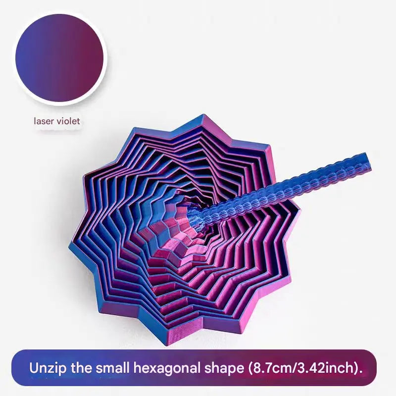 2-Pcs Laser Purple Smart 3D Printed Fidget Toy - Hexagonal Illusion Folding Desk Toy for Stress Relief & Focus Wholesale Hub