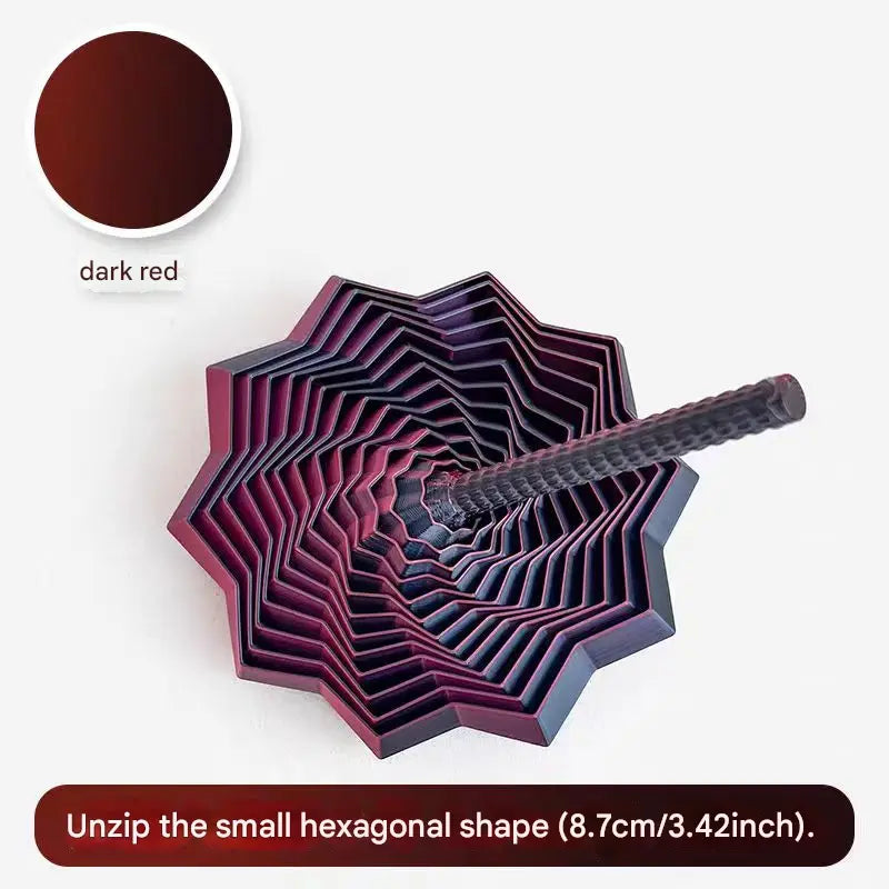 2-Pcs Dark red Smart 3D Printed Fidget Toy - Hexagonal Illusion Folding Desk Toy for Stress Relief & Focus Wholesale Hub