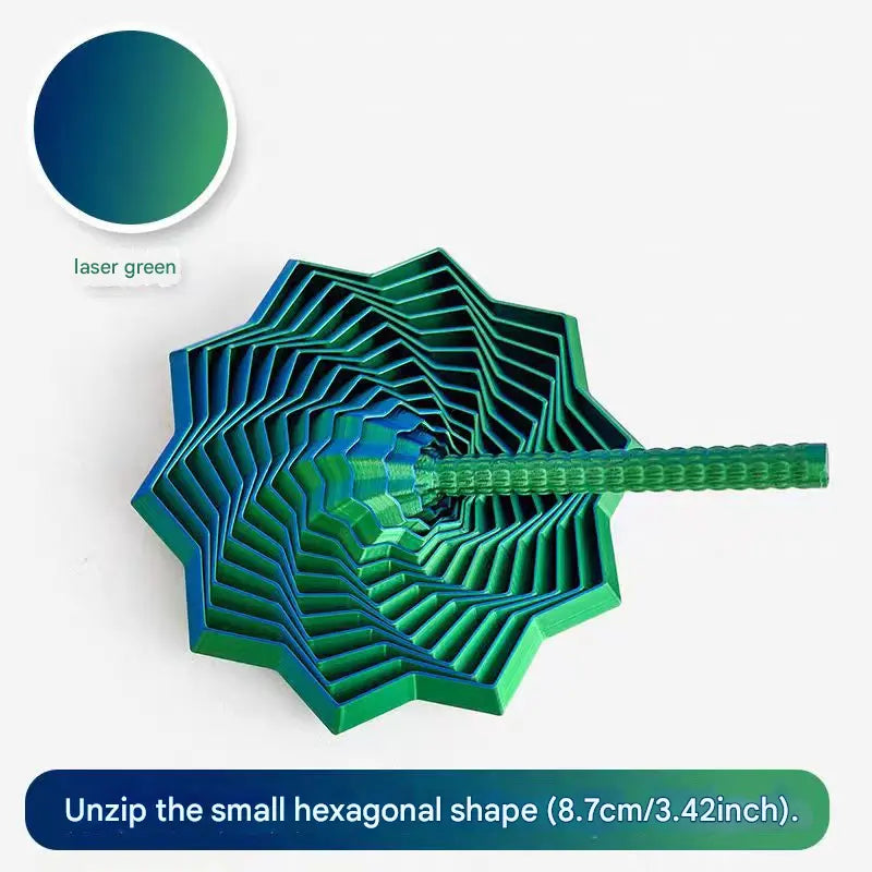 2-Pcs Laser Green Smart 3D Printed Fidget Toy - Hexagonal Illusion Folding Desk Toy for Stress Relief & Focus Wholesale Hub