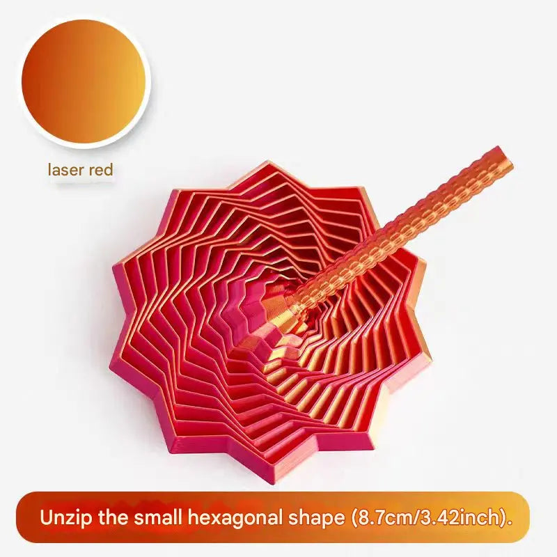 2-Pcs Laser Red Smart 3D Printed Fidget Toy - Hexagonal Illusion Folding Desk Toy for Stress Relief & Focus Wholesale Hub