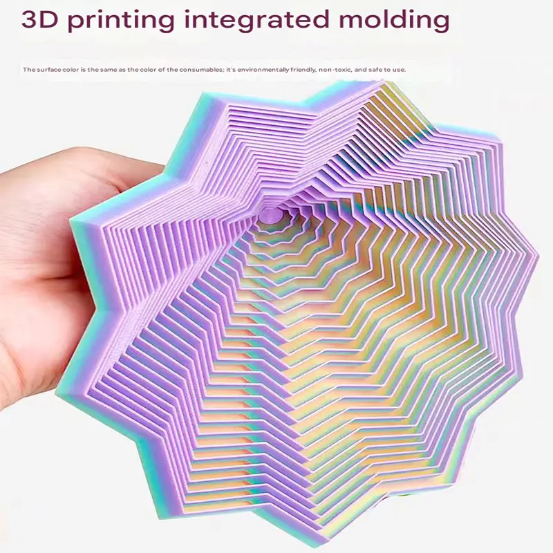 2-Pcs Laser Red Smart 3D Printed Fidget Toy - Hexagonal Illusion Folding Desk Toy for Stress Relief & Focus Wholesale Hub