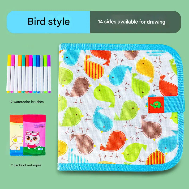 Little bird Portable Reusable Drawing Board for Kids - erasable Doodle Book with Water Chalk Pens - Toddler Travel Activity Toy Wholesale Hub