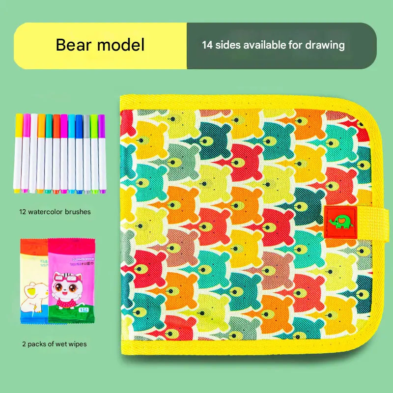 Little Bear Portable Reusable Drawing Board for Kids - erasable Doodle Book with Water Chalk Pens - Toddler Travel Activity Toy Wholesale Hub