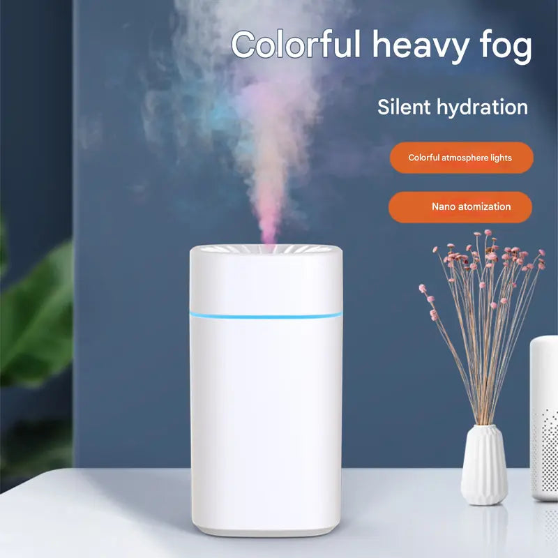 White 2-in-1 Ultrasonic Air Humidifier with 7-Color LED Night Light - Quiet Desktop Mini Humidifier for Home, Office, Bedroom Wholesale Hub