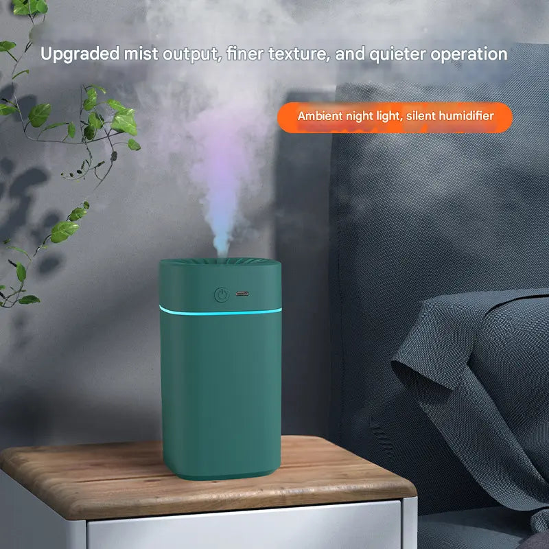 White 2-in-1 Ultrasonic Air Humidifier with 7-Color LED Night Light - Quiet Desktop Mini Humidifier for Home, Office, Bedroom Wholesale Hub