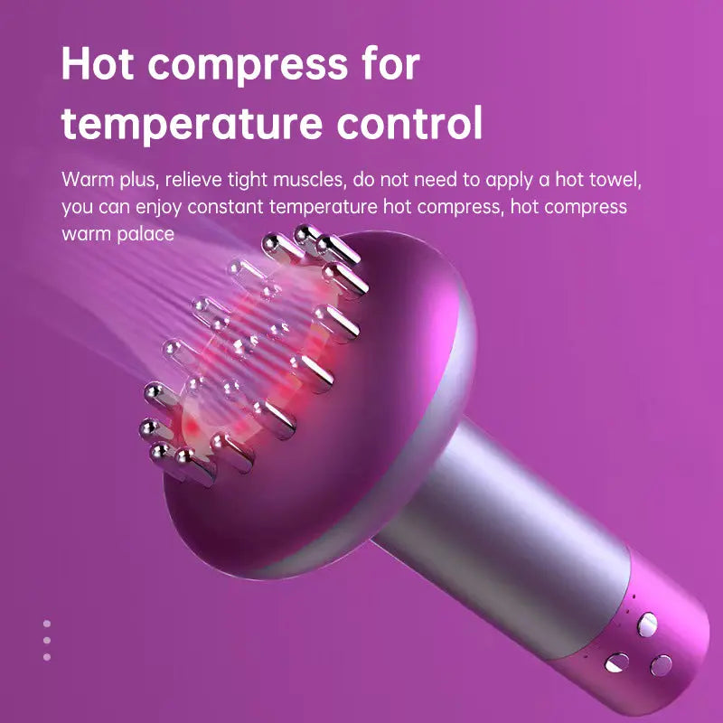 White Electric Meridian Brush Massager - 6-in-1 Handheld Device with Vibration, Microcurrent, and Heat Therapy Wholesale Hub