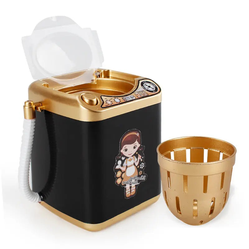 Black Kids Mini Electric Toy Washing Machine with Spin Dryer Basket - Pretend Play Appliance Wholesale Hub