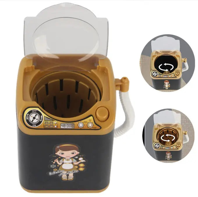 Black Kids Mini Electric Toy Washing Machine with Spin Dryer Basket - Pretend Play Appliance Wholesale Hub