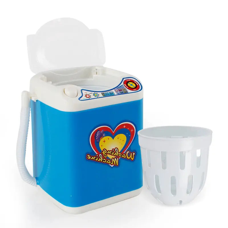 Blue Kids Mini Electric Toy Washing Machine with Spin Dryer Basket - Pretend Play Appliance Wholesale Hub