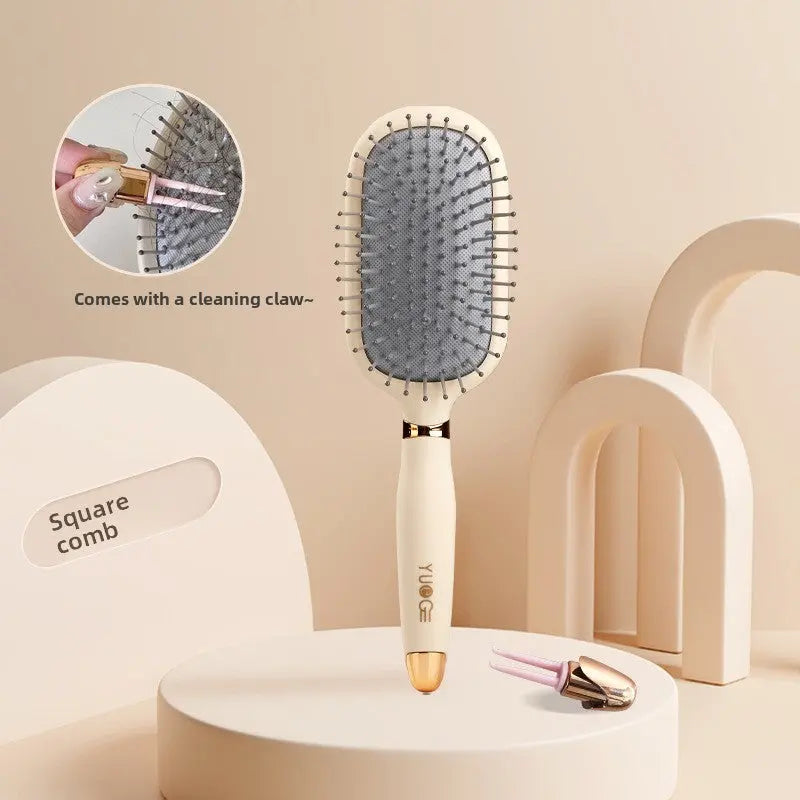 Square comb Soft Touch Air Cushion Hair Brush with Built-in Cleaning Claw Detangling Massage Comb for Wet and Dry Hair Gentle Scalp Care Wholesale Hub