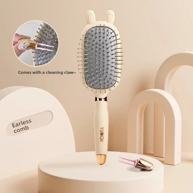 Rabbit ear comb Soft Touch Air Cushion Hair Brush with Built-in Cleaning Claw Detangling Massage Comb for Wet and Dry Hair Gentle Scalp Care Wholesale Hub