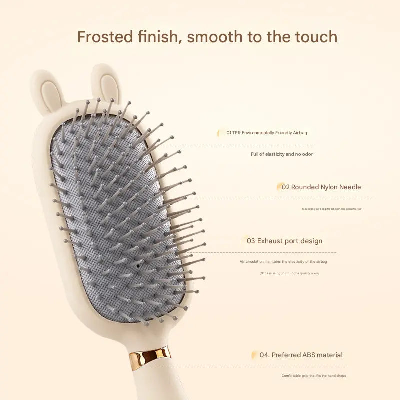 Rabbit ear comb Soft Touch Air Cushion Hair Brush with Built-in Cleaning Claw Detangling Massage Comb for Wet and Dry Hair Gentle Scalp Care Wholesale Hub