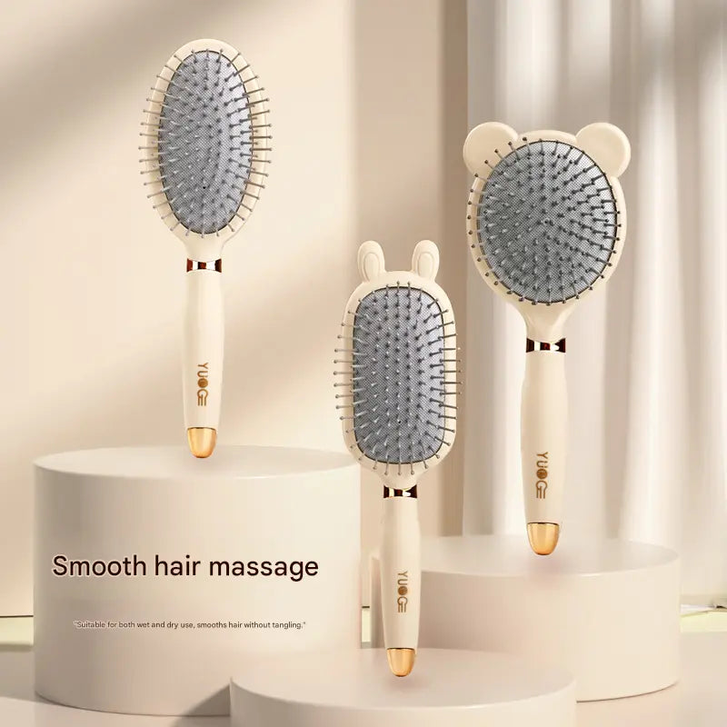 Rabbit ear comb Soft Touch Air Cushion Hair Brush with Built-in Cleaning Claw Detangling Massage Comb for Wet and Dry Hair Gentle Scalp Care Wholesale Hub