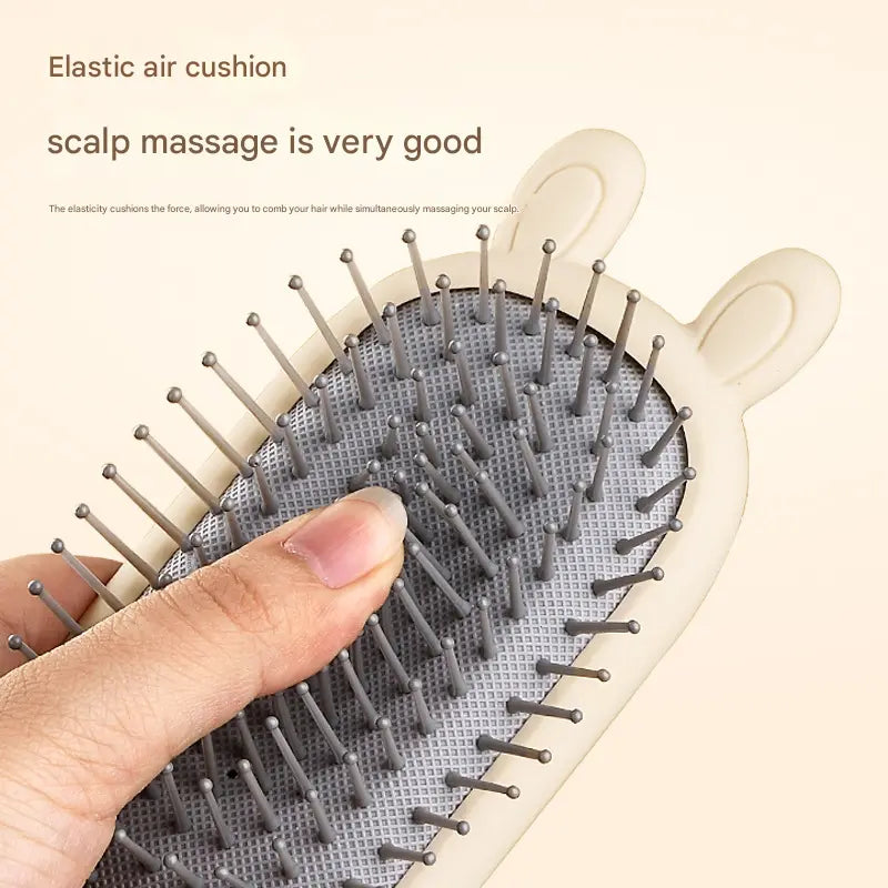 Rabbit ear comb Soft Touch Air Cushion Hair Brush with Built-in Cleaning Claw Detangling Massage Comb for Wet and Dry Hair Gentle Scalp Care Wholesale Hub
