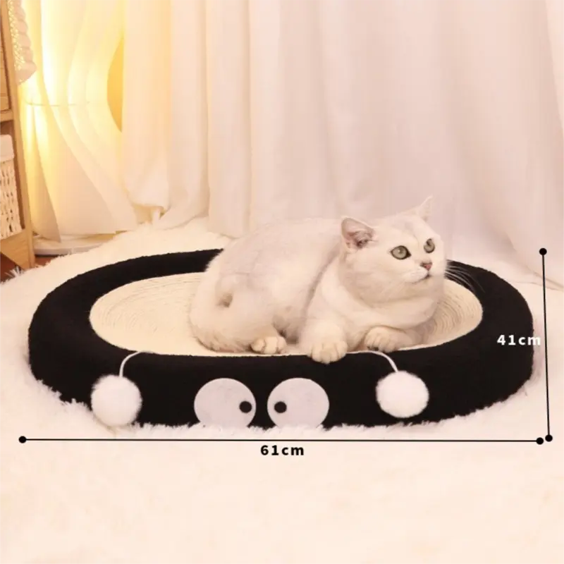 Oval-shaped braised chicken Large Cat Scratcher Bed 2 in 1 Sisal Scratching Pad & Plush Lounge Nest Durable Claw Grinder Mat for Indoor Cats Wholesale Hub