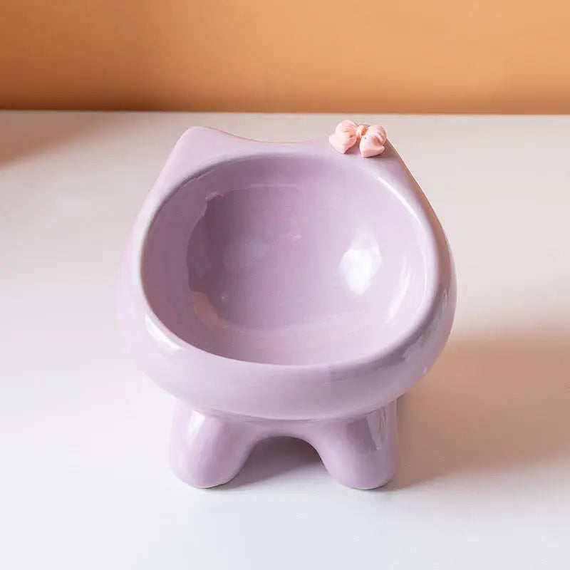 Purple Ceramic Elevated Cat Bowl Tilted Raised Pet Feeder with Anti-Slip Base Cute Design for Wet or Dry Food Ideal for Australian Pets Wholesale Hub