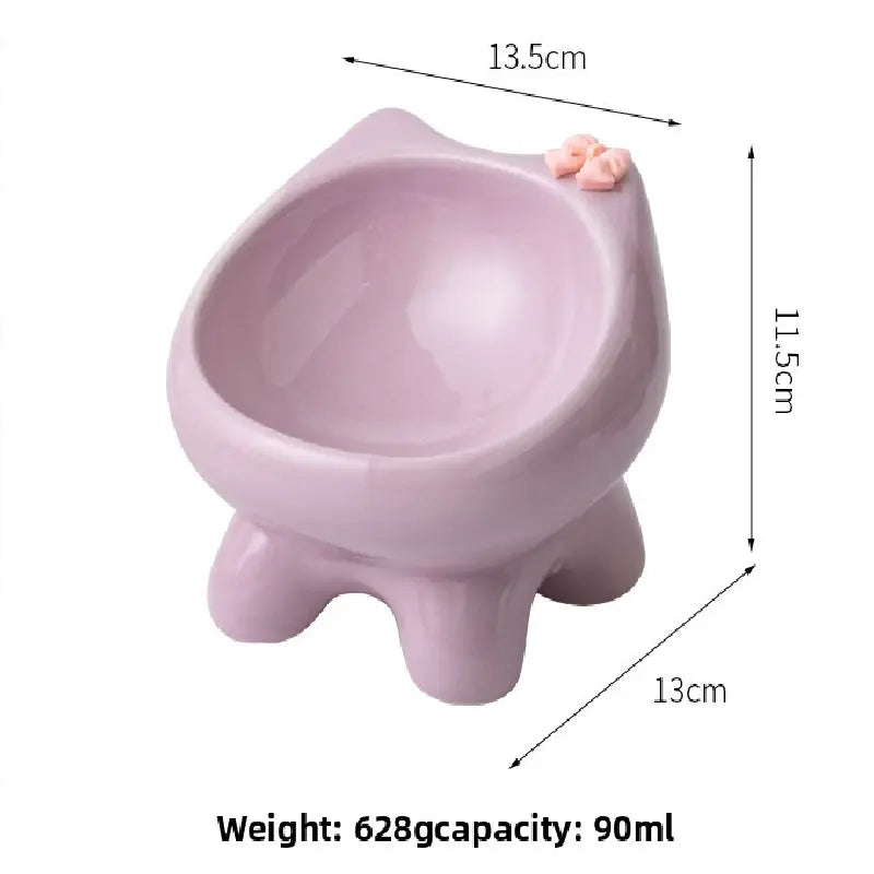 Purple Ceramic Elevated Cat Bowl Tilted Raised Pet Feeder with Anti-Slip Base Cute Design for Wet or Dry Food Ideal for Australian Pets Wholesale Hub