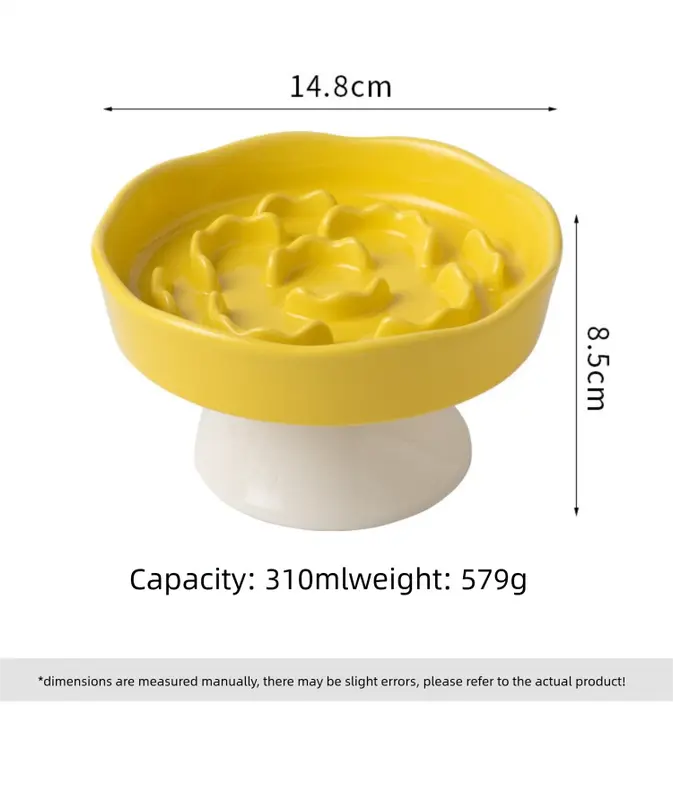 Purple Ceramic Elevated Slow Feeder Bowl Raised Pet Dish 310ml Anti-Vomit Puzzle Design for Cats and Small Dogs Healthy Digestion Sturdy Base Wholesale Hub