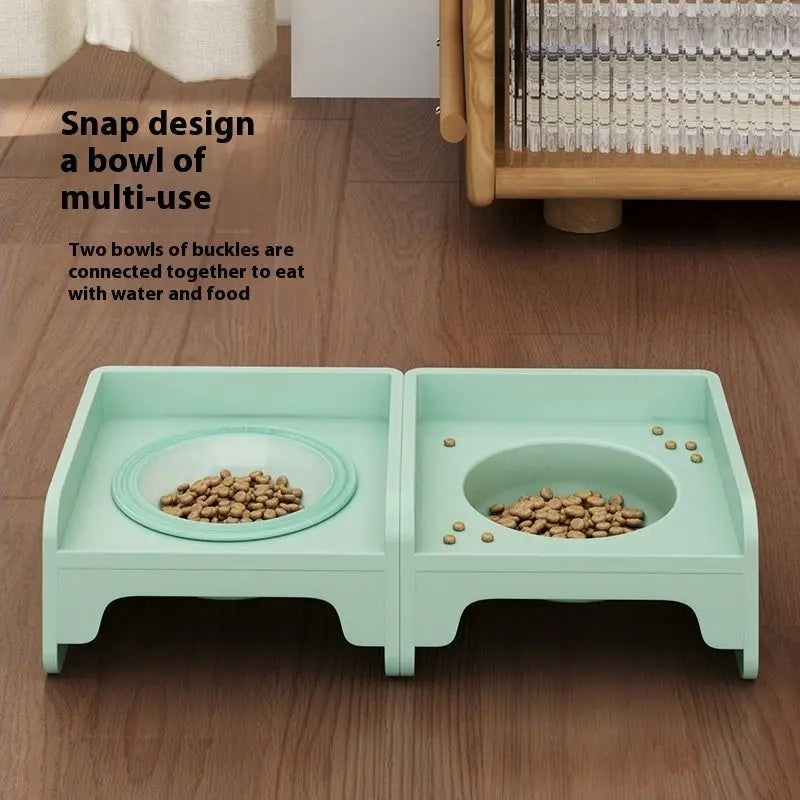 Purple Ceramic Raised Cat Bowl with Splash Proof Stand 250ml Elevated Pet Feeder for Kittens and Small Dogs Modular Interlocking Design Wholesale Hub