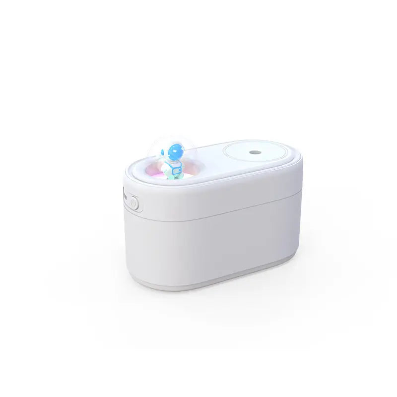 White Rechargeable Mini Astronaut Air Humidifier USB Desktop Cool Mist Humidifier with 7-Color LED Night Light for Bedroom and Office Wholesale Hub