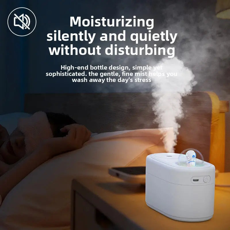 Green Rechargeable Mini Astronaut Air Humidifier USB Desktop Cool Mist Humidifier with 7-Color LED Night Light for Bedroom and Office Wholesale Hub