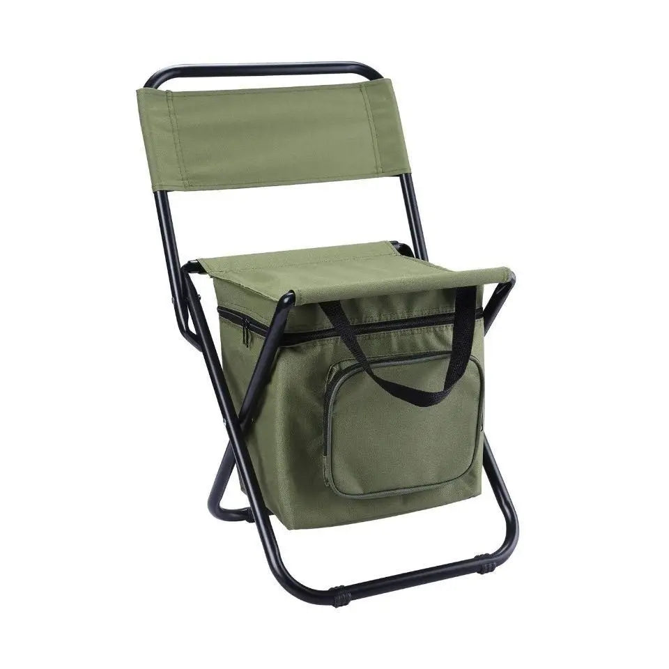 Olive green 3-in-1 Portable Folding Camping Chair with Built-in 10L Cooler Bag Lightweight Backpack Stool for Fishing Beach and Outdoor Picnics Wholesale Hub