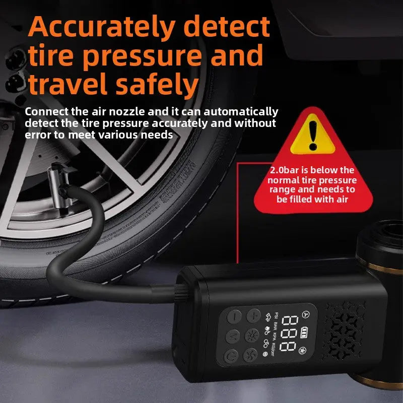 Black 4-in-1 Car Vacuum Cleaner and Tyre Inflator Portable Cordless Air Pump with LED Light and Digital Pressure Gauge Wholesale Hub