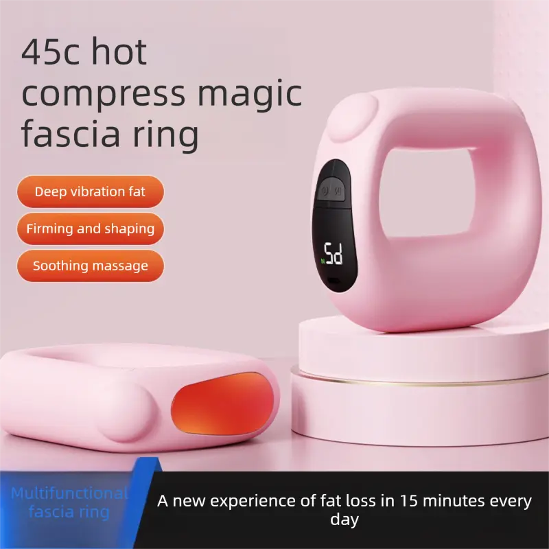 Brown Portable Fascia Massage Ring Vibration Massager with Heat and LED Display for Muscle Relaxation and Body Shaping Wholesale Hub
