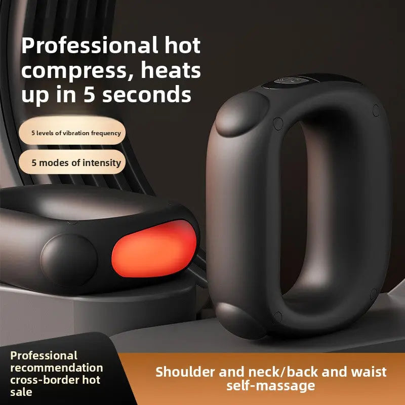 Blue Portable Fascia Massage Ring Vibration Massager with Heat and LED Display for Muscle Relaxation and Body Shaping Wholesale Hub