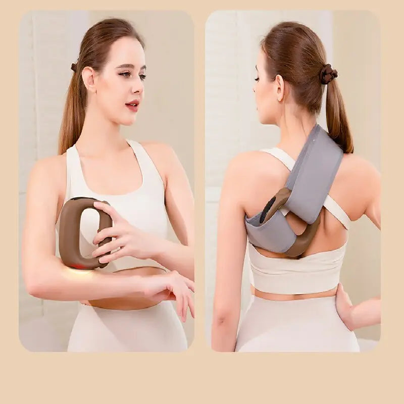 Black Portable Fascia Massage Ring Vibration Massager with Heat and LED Display for Muscle Relaxation and Body Shaping Wholesale Hub