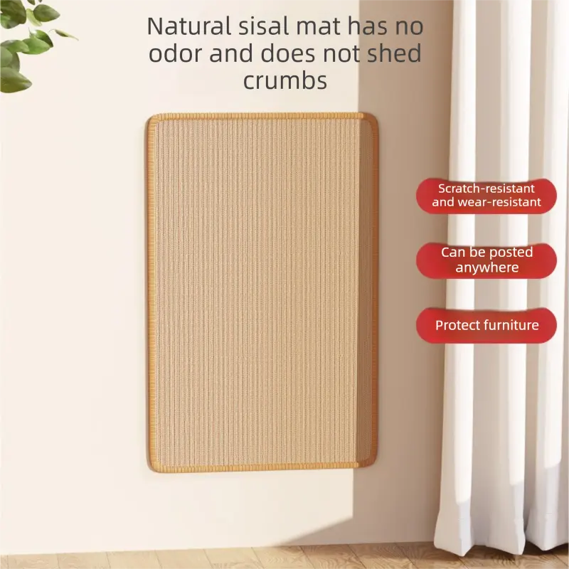 3-PCS Self-Adhesive Sisal Cat Scratching Mat Vertical Wall Mounted Scratcher Board for Furniture Protection(25cm*50cm) Wholesale Hub
